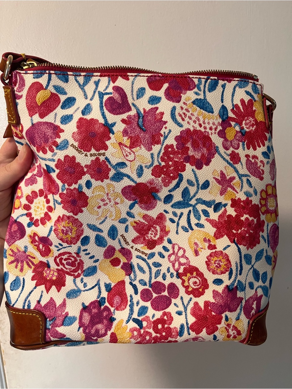 Dooney & Bourke Floral Crossbody Bag in Pink, Blue, Yellow and Cream - Picture 3 of 8